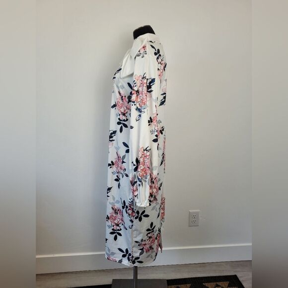 White Pink Floral Midi Dress Bow Feminine Coquette Derby Garden Tea Party XXL - Picture 12 of 15